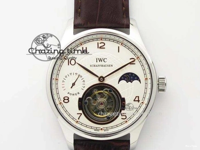 MIROTIME 0201 Original Portuguese IW358304 ZF 1:1 Best Edition SS White Dial RG Markers on Leather Strap A 7077